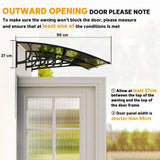 Outsunny Front Door Canopy, 200 x 96 cm Polycarbonate Rain Shelter with Aluminium Frame – Outdoor Awning