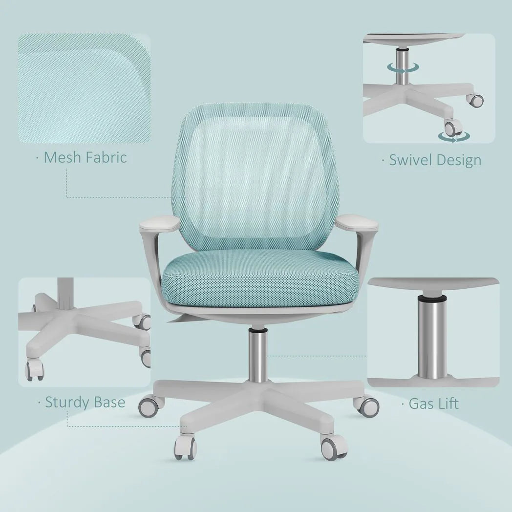 Vinsetto Mesh Back Office Chair with 44–56cm Adjustable Height, Swivel Seat & Castors – Light Green