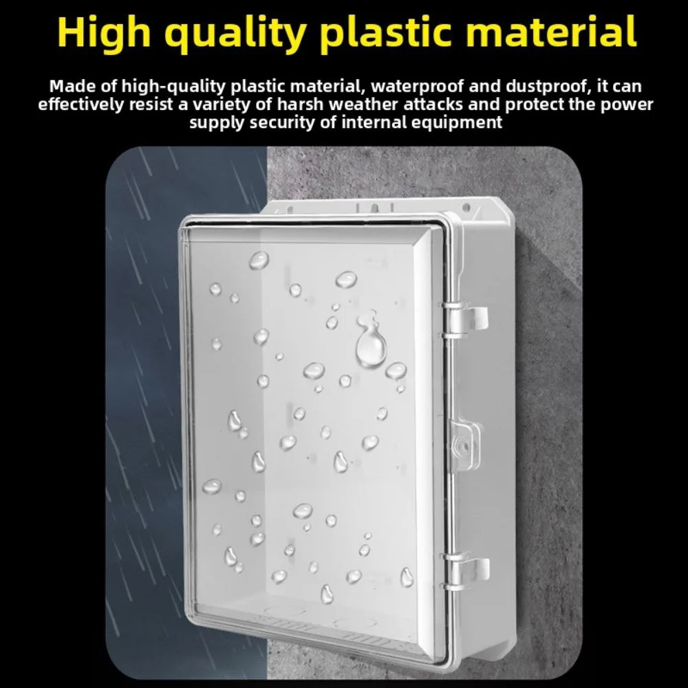 Weatherproof ABS Junction Box with Clear Cover and Cable Outlet – Outdoor Dustproof Electrical Enclosure