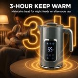 HOMCOM 1.7L Electric Kettle, 3000W Fast Boil with LED Display, 6 Temperature Settings & Keep Warm – Stainless Steel, Grey