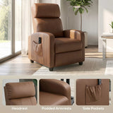 HOMCOM Massage Recliner Armchair in Faux Leather with Adjustable Leg Rest and Side Pocket – Dark Brown