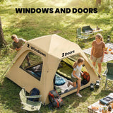 Outsunny 2-3 Person Pop Up Tent with Mesh Windows – 3000mm Waterproof Instant Camping Tent, Khaki