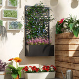 Outsunny Outdoor Metal Planter, with Back Trellis – Black