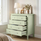 HOMCOM 5 Drawer Chest of Drawers with Glide Runners – Modern Bedroom and Hallway Storage Unit, Sage Green