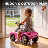 AIYAPLAY Porsche Licensed Toddler Ride On Car with Horn, Headlights & Sounds – Push Car for 18–36 Months, Pink