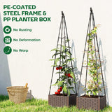 Outsunny Self-Watering Raised Garden Bed with Trellis & Drainage Holes – Tall Planter for Climbing Plants