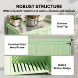 Outsunny Wooden Garden Tool Storage Cabinet with Hinged Roof, Double Doors and 2 Shelves – Light Green