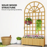 Outsunny Wooden Raised Planter with Curved Trellis & Drainage Holes – Garden Bed for Climbing Plants, Fir Wood