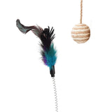Cat Scratching Post Toy with Ball Track & Spinning Disc – Solid Wood and Sisal Activity Centre