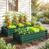 Outsunny Set of 2 Raised Beds for Garden, Galvanised Outdoor Planters for Herbs Vegetables