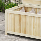 Outsunny 172L Wooden Outdoor Storage Box with Hinged Lid – Fir Wood Terrace Box for Garden, Natural