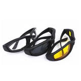 3 Pack Motorcycle Riding Glasses – Padded, Wind Resistant, UV400 Polycarbonate Lenses, Grey, Clear and Yellow