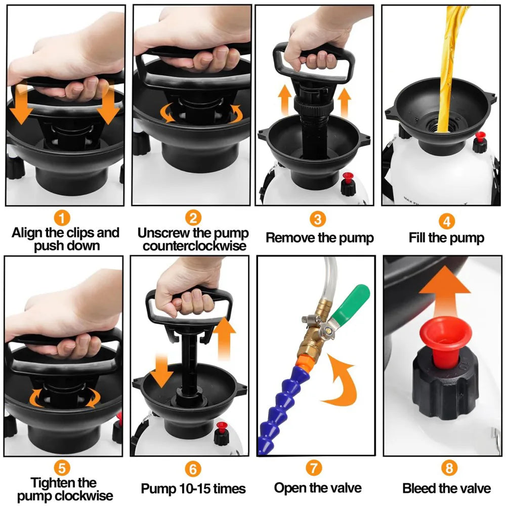 3L Manual Transmission Fluid Filling Pump with Pressure Gauge and Adapters – Gearbox Oil Filler Tool for ATF