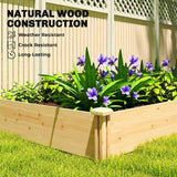 Outsunny Wooden Raised Garden Bed with Divider and Open Bottom – Planter Box for Flowers, Herbs and Vegetables