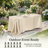 Rectangular Polyester Tablecloth with Bound Edge, 160 x 145 cm – Seamless Wedding and Party Cover, Beige