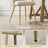 HOMCOM Set of 2 Velvet-Feel Dining Chairs with Knot Backrest & Golden Legs – Upholstered Accent Chairs, Cream
