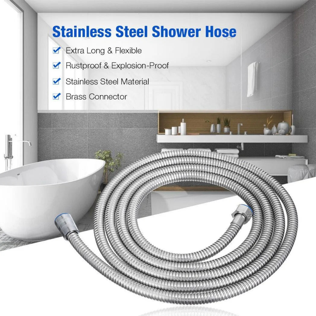Shower Hose 3m Chrome | Shower Hose Flexible | Hose for Shower Stainless Steel