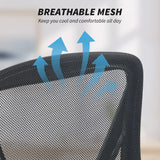HOMCOM Mesh Office Chair with Flip-Up Armrests, Lumbar Support and Adjustable Height – Desk Chair, Black