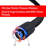 10m Replacement Pressure Washer Hose with M22 & M14 Connectors – Heavy Duty 5800 PSI PVC Jet Wash Pipe, Black