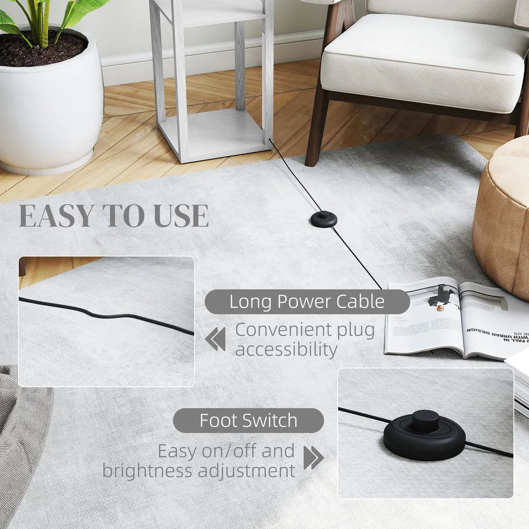 HOMCOM Floor Lamp with Shelves and 3 Brightness Levels – White