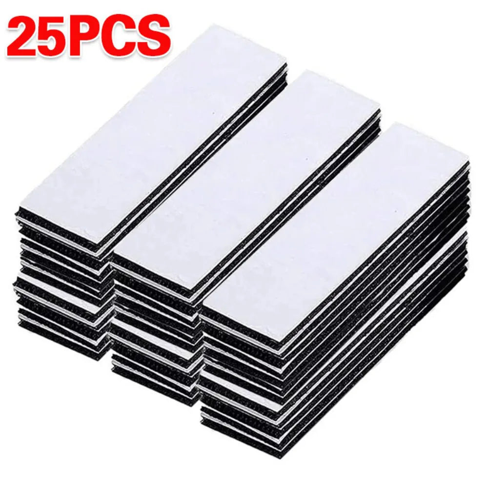 25 Pack Heavy Duty Self-Adhesive Hook-and-Loop Strips, 3 x 10cm – No-Nails Picture Hanging Tape, Black