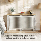 HOMCOM 152cm Slatted Radiator Cover, Painted Cabinet with Line Grill Design and Top Shelf – Grey