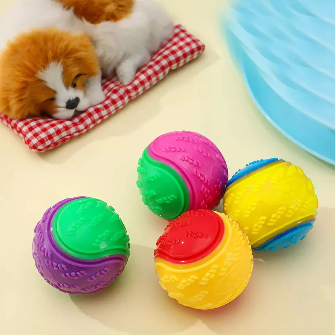 Scooby-Doo Squeaky Dog Balls, Set of 8 – Durable TPR Interactive Chew and Fetch Toys, Assorted Colours