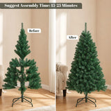 HOMCOM 5ft Hinged Artificial Fir Christmas Tree with 420 Branch Tips and Foldable Steel Stand, Green