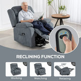 HOMCOM Power Lift Recliner Chair with Vibration Massage, Footrest and Remote – Electric Riser Chair, Grey
