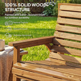 Outsunny 3-Piece Wooden Garden Furniture Set – Armchair, 2-Seater Bench and Detachable Table, Natural Wood