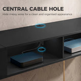 HOMCOM Wall Mounted TV Stand with RGB LED Lights – Floating Entertainment Unit for TVs up to 75 Inch, Black