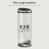 HOMCOM 50L Stainless Steel Sensor Bin with Soft-Close Lid – Touch-Free Automatic Kitchen Bin, Silver Tone