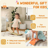 AIYAPLAY Wooden Balance Board for Kids with Silent Felt Base – Wobble Board for Sensory Play, Orange