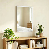 HOMCOM Wall-Mounted Bathroom Mirror, 70 x 50 cm Wall Mirror for Living Room, Bedroom, Hallway, White