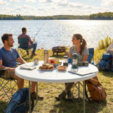 Outsunny 4ft Folding Picnic Table with Metal Frame & Non-Slip Foot Pads – Camping & Garden Table, 100kg Load, White