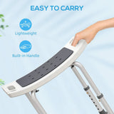 HOMCOM Height Adjustable Shower Chair with Aluminium Frame, Non-Slip Feet and Padded EVA Seat, Grey