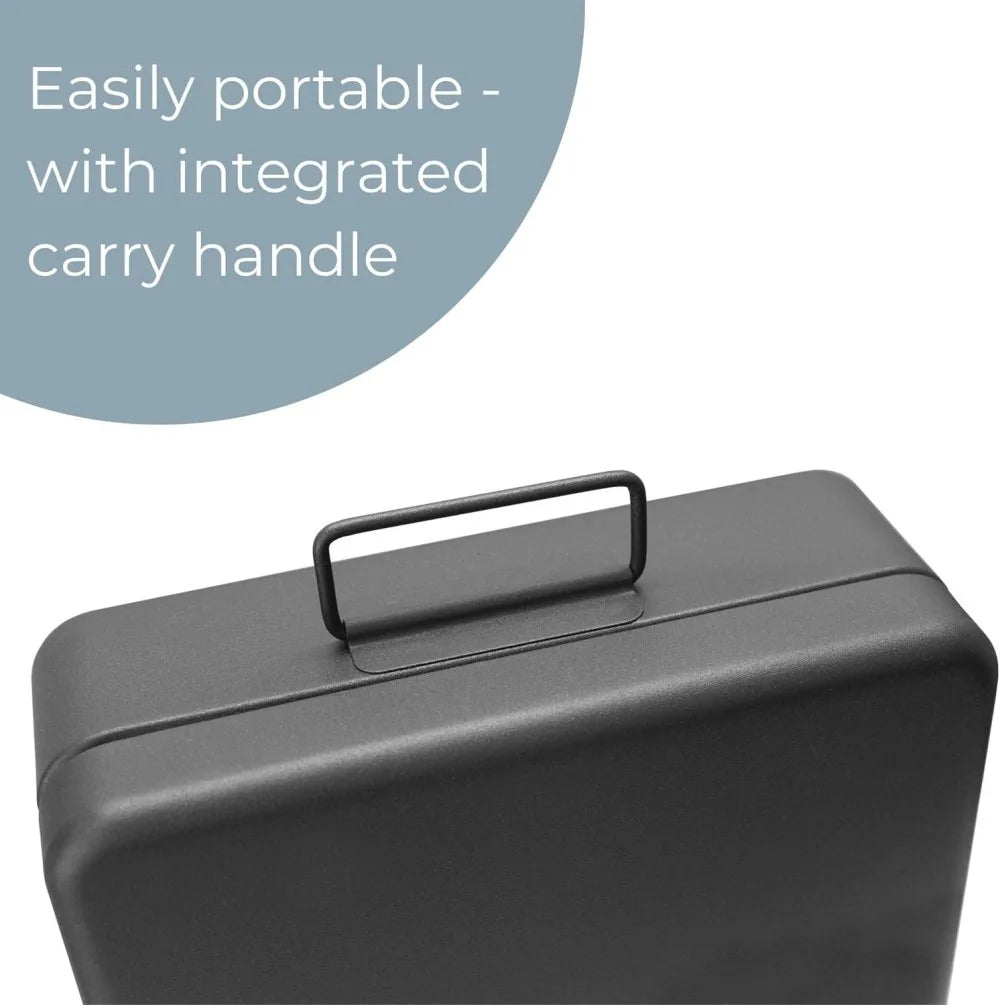 12 Inch Steel Security Cash Box with Key Lock and Wall Fixing Kit – Document and Valuables Safe, Black