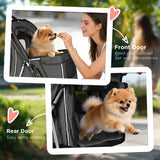 PawHut 3 Wheel Foldable Dog Stroller with Adjustable Canopy & Storage Basket, up to 10 kg – Pet Pram, Dark Grey