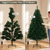 HOMCOM 6ft Hinged Artificial Fir Christmas Tree with 700 Branch Tips and Foldable Steel Stand, Green