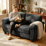 HOMCOM 2 Seater Sofa with Spring Cushion Seat, 156cm Chenille Loveseat – Compact Couch, Dark Grey