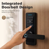 HOMCOM 5-in-1 Smart Door Lock with Fingerprint, Passcode, App and NFC Card – Keyless Entry, Doorbell