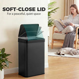 HOMCOM 40L Sensor Bin with Soft-Close Lid – Stainless Steel Automatic Touchless Motion Sensor Kitchen Bin, Black