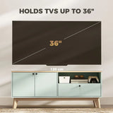 HOMCOM TV Stand for TVs up to 36 Inch with 2 Doors, Drawer and Adjustable Shelf – Mid-Century Media Unit, Light Green