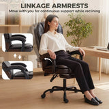 HOMCOM Executive Office Chair with 90–135° Recline, Retractable Footrest & High Back, Brown