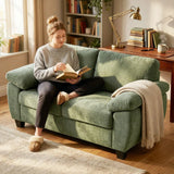HOMCOM 2 Seater Sofa, 156cm Chenille Loveseat with Pocket Spring Cushions and Wide Padded Armrests, Dark Green