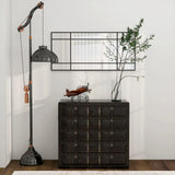HOMCOM Decorative Grid Wall Mirror, with Back Hooks – Black