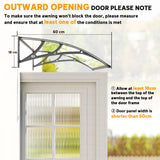 Outsunny Front Door Canopy with Polycarbonate Panels – Outdoor Rain Shelter and Awning, 110 x 60cm, Grey