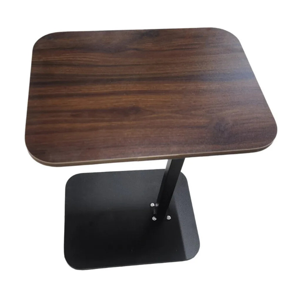 Adjustable C-Shaped Sofa Side Table with 360° Rotating Top, 45–80cm Height – Laptop End Table, Walnut Wood