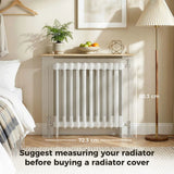 HOMCOM Slatted Radiator Cover with Top Shelf and Anti-Toppling Design – Painted MDF Heater Cabinet, Grey