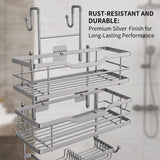3 Tier Screen Shower Caddy Bathroom Storage Organiser Hanging Tidy Rack Basket-Black